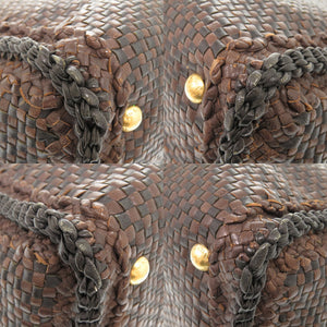 プラダ マドラス BR4801 レザー ブラウン ブラック ワンショルダーバッグ ハンドバッグ 1230【中古】PRADA