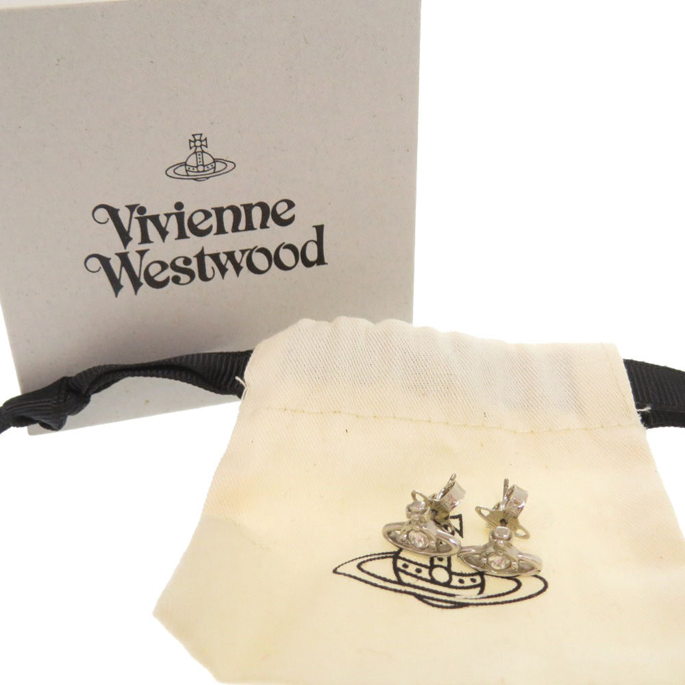 新品同様 ヴィヴィアンウエストウッド NANO SOLITAIRE ナノ ソリティア オーブ ピアス 真鍮 ラインストーン シルバー ピアス 1236【中古】Vivienne Westwood