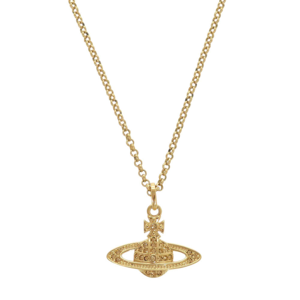 美品 ヴィヴィアンウエストウッド MINI BAS RELIEF オーブ 真鍮 ラインストーン ゴールド ネックレス 1236【中古】Vivienne Westwood