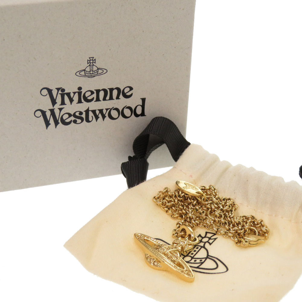 美品 ヴィヴィアンウエストウッド MINI BAS RELIEF オーブ 真鍮 ラインストーン ゴールド ネックレス 1236【中古】Vivienne Westwood