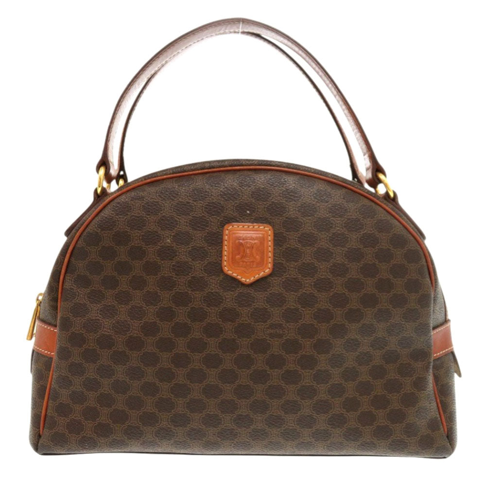 セリーヌ マカダム PVC レザー ブラウン ハンドバッグ 1242【中古】CELINE