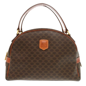 セリーヌ マカダム PVC レザー ブラウン ハンドバッグ 1242【中古】CELINE