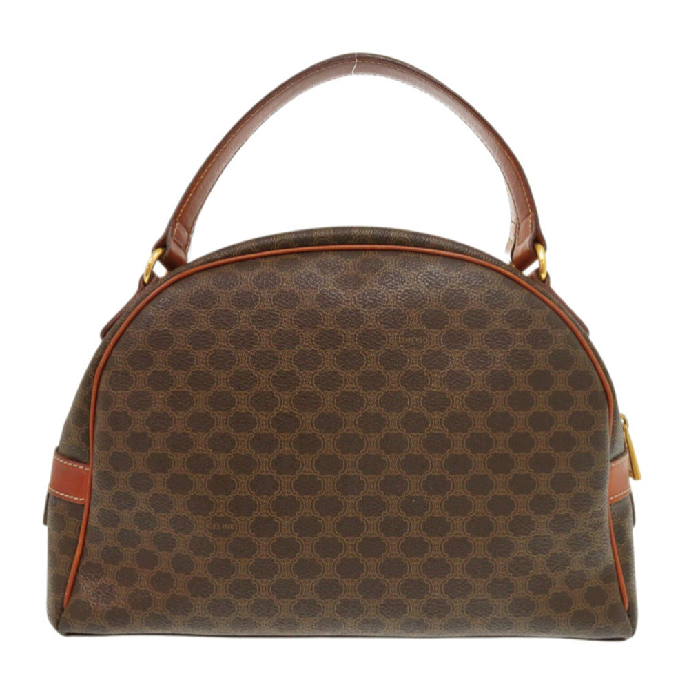 セリーヌ マカダム PVC レザー ブラウン ハンドバッグ 1242【中古】CELINE