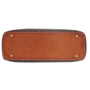 セリーヌ マカダム PVC レザー ブラウン ハンドバッグ 1242【中古】CELINE