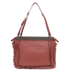 美品 ボッテガヴェネタ イントレチャート レザー ボルドー ハンドバッグ 赤 ショルダーバッグ 1250【中古】BOTTEGAVENETA