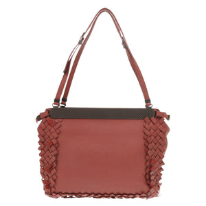 美品 ボッテガヴェネタ イントレチャート レザー ボルドー ハンドバッグ 赤 ショルダーバッグ 1250【中古】BOTTEGAVENETA