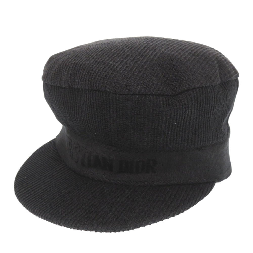 美品 クリスチャンディオール サイズ57 コットン ブラック キャスケット 帽子 黒 1255【中古】Christian Dior