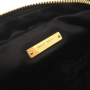 新品同様 ミュウミュウ 花柄 ナイロン ブラック ポーチ 化粧ポーチ 1261【中古】MIUMIU