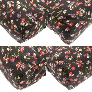 新品同様 ミュウミュウ 花柄 ナイロン ブラック ポーチ 化粧ポーチ 1261【中古】MIUMIU