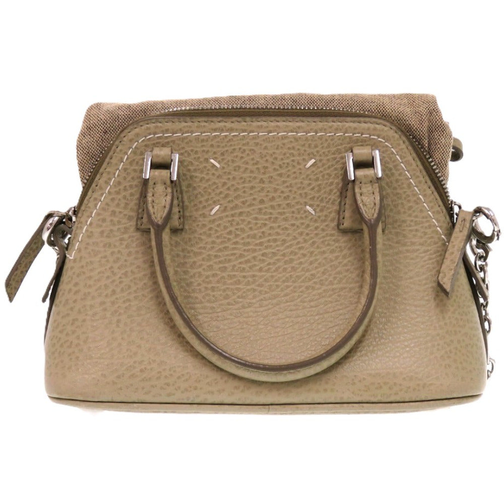 美品 メゾン マルジェラ 5AC マイクロ 2WAY レザー カーキ 1266 ショルダーバッグ【中古】Maison Margiela