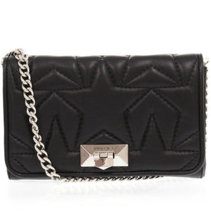 新品同様 ジミーチュウ ヘリア スター クラッチバッグ レザー ブラック 1280 黒 チェーンショルダークラッチバッグ【中古】JIMMY CHOO