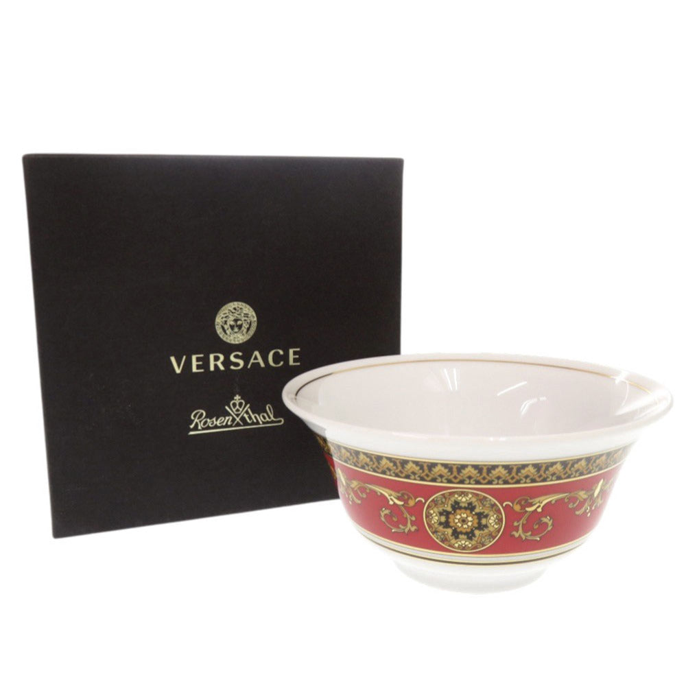 未使用品 ヴェルサーチ Medusa 陶器 ホワイト レッド 茶碗 食器 1283【中古】VERSACE