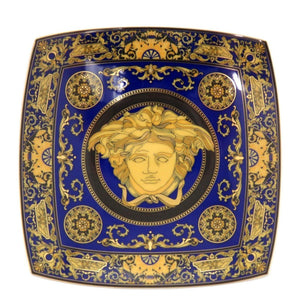 未使用 ヴェルサーチ スクエアプレート Medusa blau 小皿 ポーセリン 磁器 ネイビー 食器 1287【中古】VERSACE