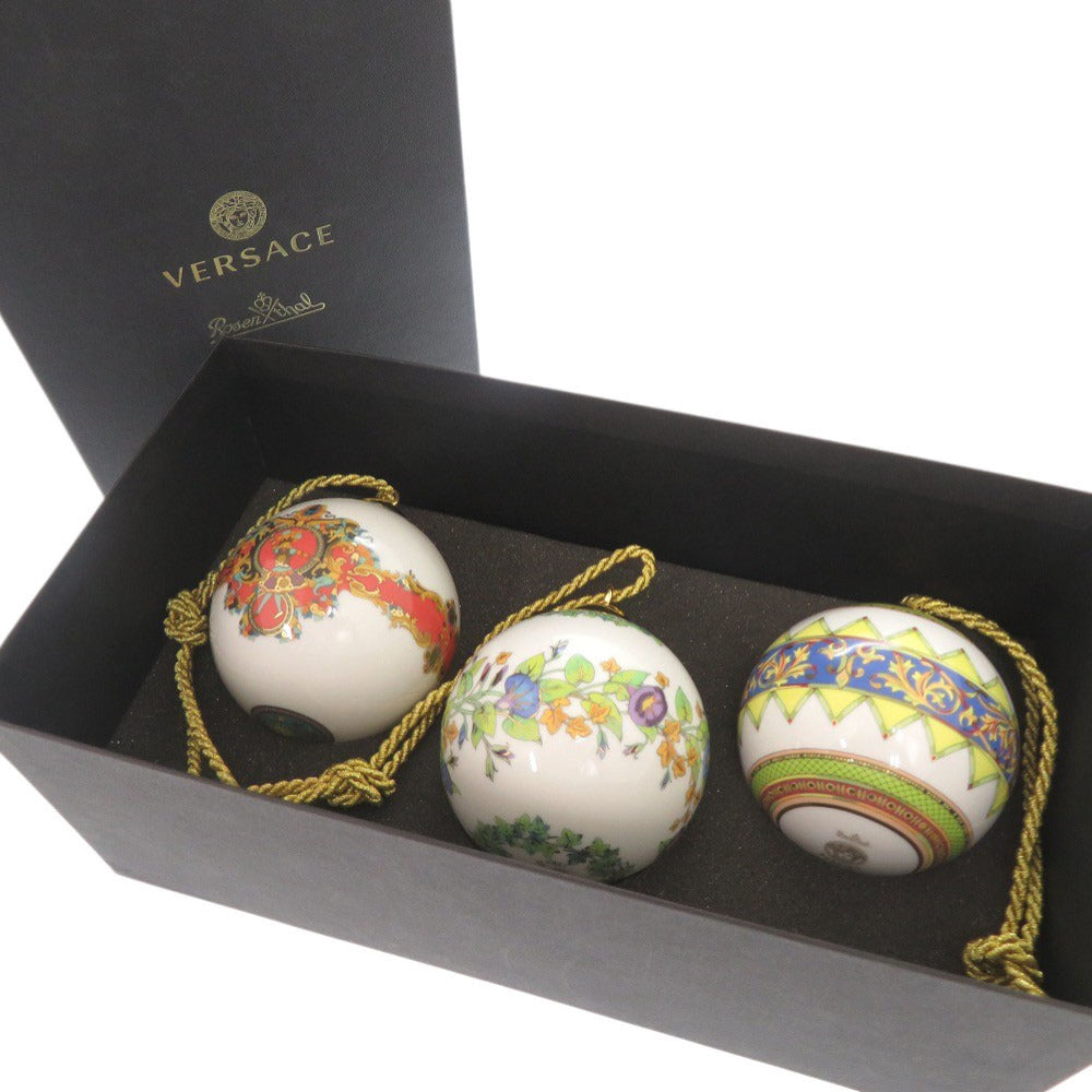 未使用品 ヴェルサーチ オーナメント 3点セット 磁器 マルチカラー 雑貨 1290【中古】VERSACE