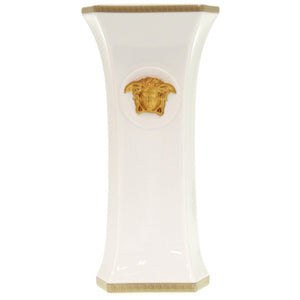未使用品 ヴェルサーチ geschenkserie gorgona florero Rosenthal ローゼンタール 磁器 ホワイト ゴールド 1306 花瓶【中古】VERSACE