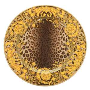 未使用 ヴェルサーチ プレート Wild Floralia レオパード柄 ポーセリン 磁器 ブラウン イエロー 食器 1314【中古】VERSACE