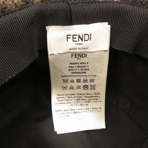 美品 フェンディ FXQ901 サイズS ウール カーキ バケットハット 帽子 1332【中古】FENDI