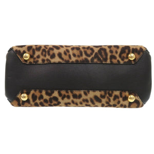 バーバリー バナー レオパード ノバチェック 3990689 ハラコ レザー ブラウン 2way ハンドバッグ 1345【中古】BURBERRY