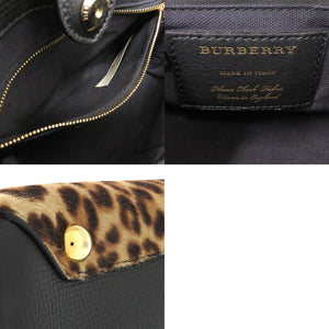 バーバリー バナー レオパード ノバチェック 3990689 ハラコ レザー ブラウン 2way ハンドバッグ 1345【中古】BURBERRY