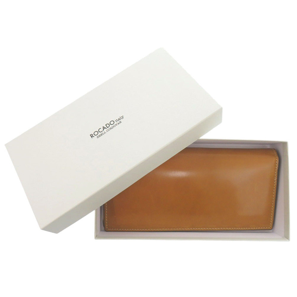 未使用 ロカド イタリア馬革 ブラウン 長財布 茶 1350【中古】ROCADO