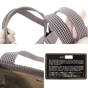 シャネル ココマーク ギンガムチェック キャンバス 4番台 シルバー金具 ブルー ハンドバッグ 1398【中古】CHANEL
