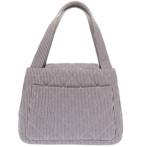 シャネル ココマーク ギンガムチェック キャンバス 4番台 シルバー金具 ブルー ハンドバッグ 1398【中古】CHANEL