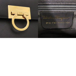 美品 サルヴァトーレフェラガモ 2WAY ガンチーニ DY-21 8791 レザー ブラック ハンドバッグ 黒 1410【中古】Salvatore Ferragamo
