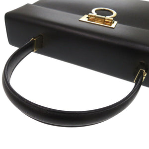 美品 サルヴァトーレフェラガモ 2WAY ガンチーニ DY-21 8791 レザー ブラック ハンドバッグ 黒 1410【中古】Salvatore Ferragamo