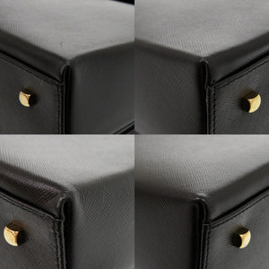 美品 サルヴァトーレフェラガモ 2WAY ガンチーニ DY-21 8791 レザー ブラック ハンドバッグ 黒 1410【中古】Salvatore Ferragamo