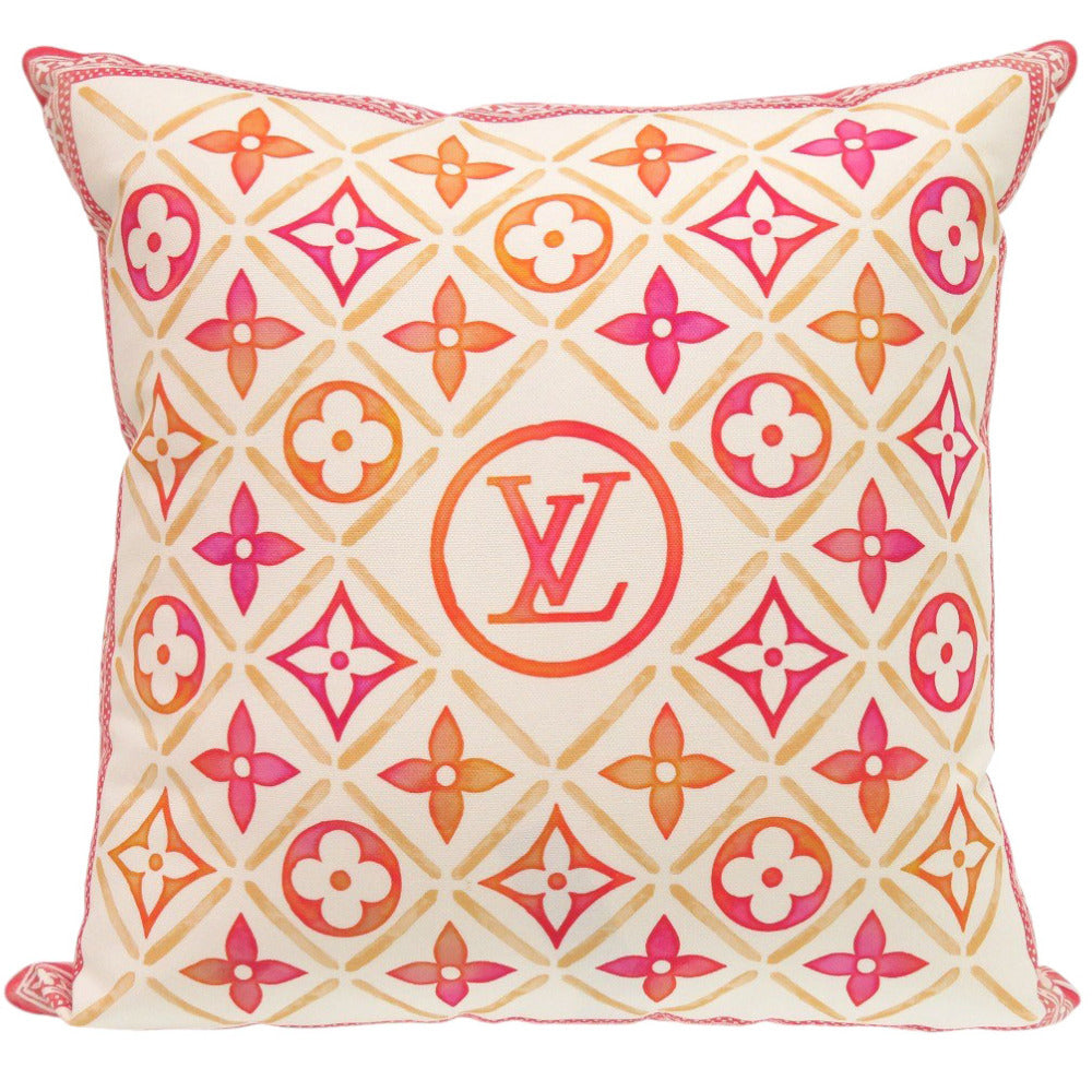 新品同様 ルイ ヴィトン LVタイルズ M77256 コットン コーラル クッション LV 1417【中古】LOUIS VUITTON