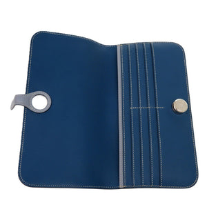 新品同様 エルメス ドゴンロング セリエ トゴ ブルードガリス □Q刻印 1418 青 長財布【中古】HERMES