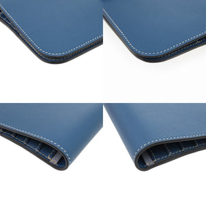 新品同様 エルメス ドゴンロング セリエ トゴ ブルードガリス □Q刻印 1418 青 長財布【中古】HERMES