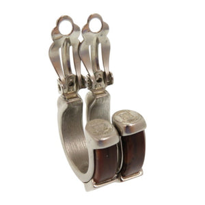 美品 ジバンシィ ウッド メタル ブラウン 茶 イヤリング 1419【中古】GIVENCHY