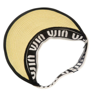 新品同様 ミュウミュウ サイズS ストロー ポリエステル ベージュ ホワイト ブラック サンバイザー 帽子 1422【中古】MIUMIU