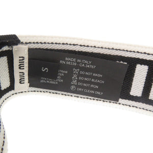 新品同様 ミュウミュウ サイズS ストロー ポリエステル ベージュ ホワイト ブラック サンバイザー 帽子 1422【中古】MIUMIU