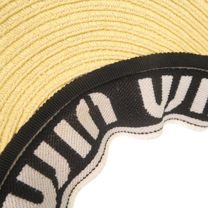 新品同様 ミュウミュウ サイズS ストロー ポリエステル ベージュ ホワイト ブラック サンバイザー 帽子 1422【中古】MIUMIU