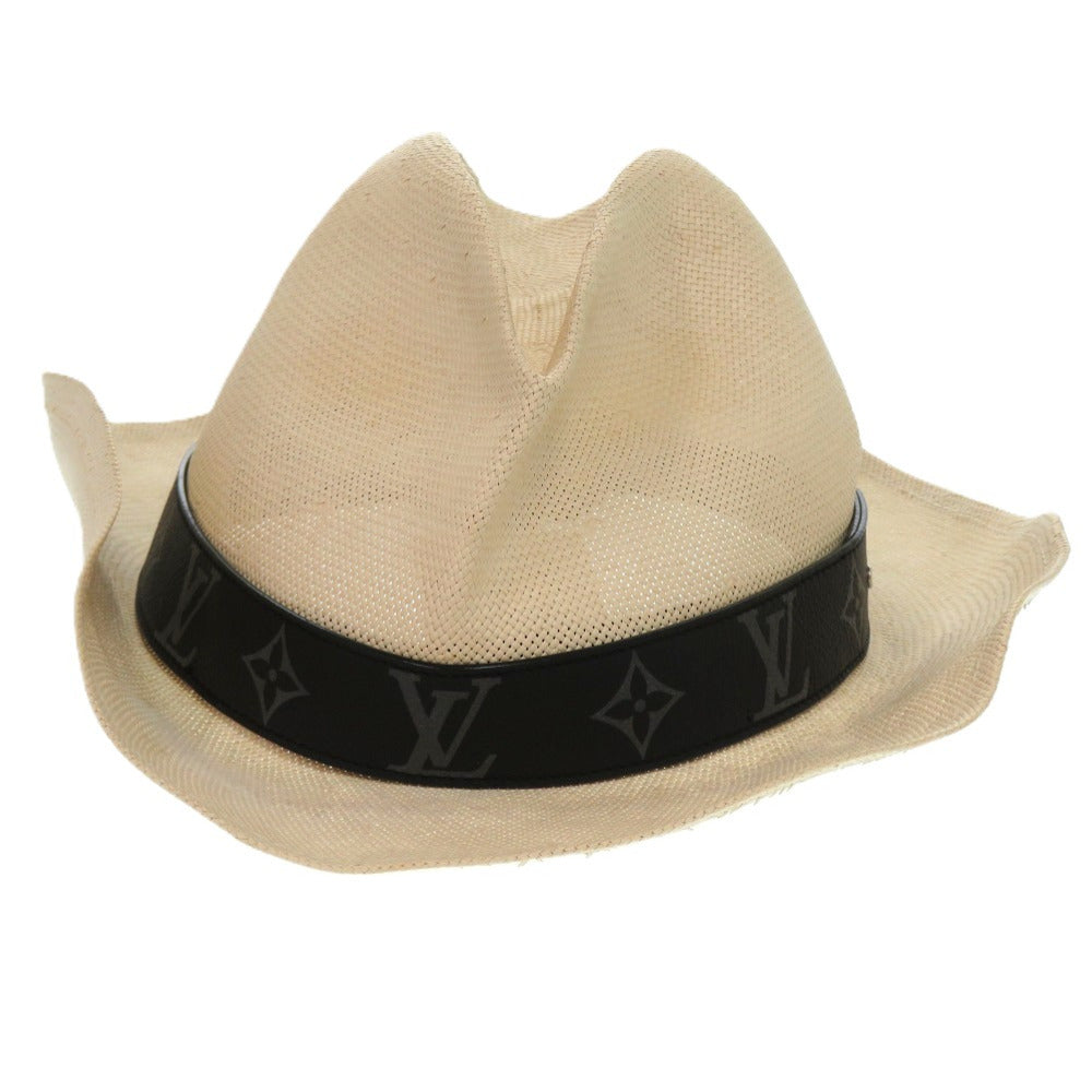 ルイ ヴィトン シャポー サマータイム M75881 帽子 ペーパー カーフ ベージュ LV 1424 麦わら帽子【中古】LOUIS VUITTON