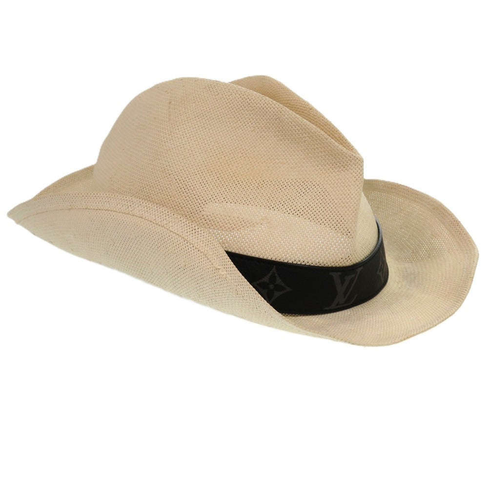 ルイ ヴィトン シャポー サマータイム M75881 帽子 ペーパー カーフ ベージュ LV 1424 麦わら帽子【中古】LOUIS VUITTON