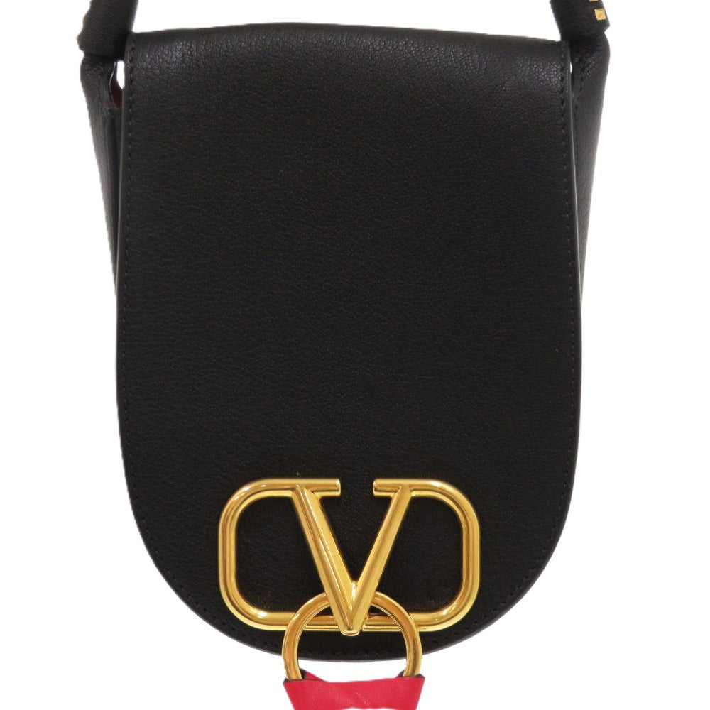 新品同様 ヴァレンティノ ガラヴァーニ Vスリング スモールサドル レザー ブラック 1429 黒 ショルダーバッグ【中古】Valentino Garavani