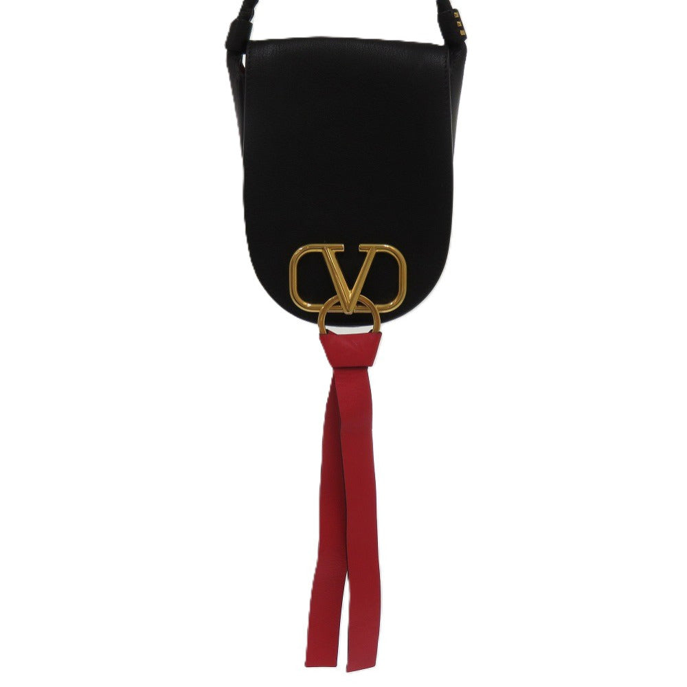 新品同様 ヴァレンティノ ガラヴァーニ Vスリング スモールサドル レザー ブラック 1429 黒 ショルダーバッグ【中古】Valentino Garavani