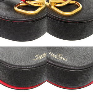 新品同様 ヴァレンティノ ガラヴァーニ Vスリング スモールサドル レザー ブラック 1429 黒 ショルダーバッグ【中古】Valentino Garavani