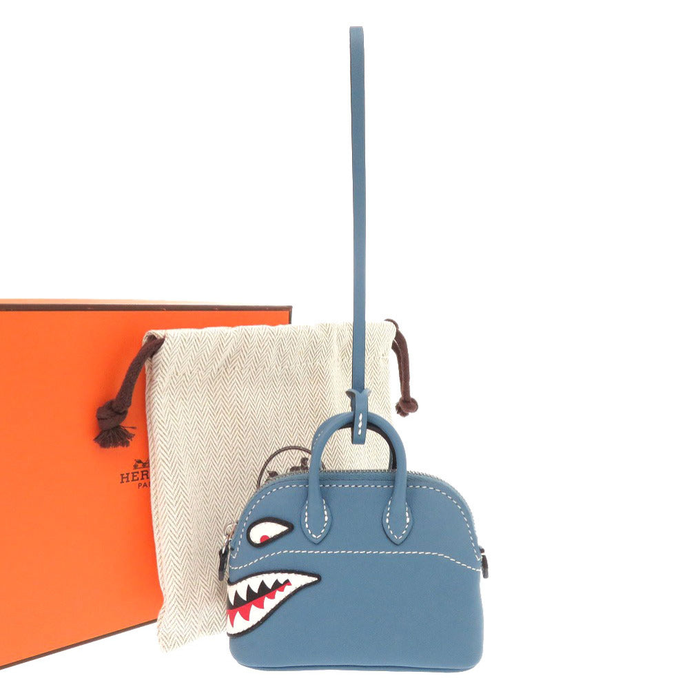 未使用 エルメス ボリードシャーク ヴォースイフト ニューブルージーン シルバー金具 W刻印(2024年製) バッグチャーム 青 1431 【中古】 HERMES