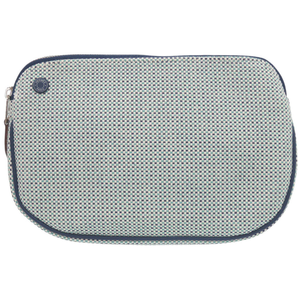 未使用 エルメス エシャペ コットン マリン ポーチ 青 1432【中古】HERMES