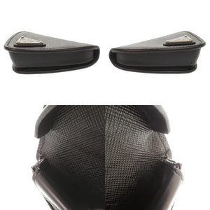 新品同様 プラダ サフィアーノ トライアングル レザー 2MM004 ブラック コインケース 黒 1433【中古】PRADA