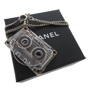美品 シャネル カセットテープ ラインストーン ネックレス プラスチック クリア 1434【中古】CHANEL