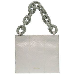 美品 サルヴァトーレフェラガモ スネークスキン 3way AU-21 1956 ショルダーバッグ ラムスキン エラフェ ホワイト 1435 白 スクエアバッグ【中古】Salvatore Ferragamo