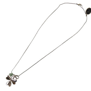 美品 クロエ クローバー メタル グリーン シルバー金具 緑 ネックレス 1443【中古】Chloe