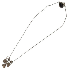 美品 クロエ クローバー メタル グリーン シルバー金具 緑 ネックレス 1443【中古】Chloe