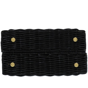 新品同様 サルヴァトーレフェラガモ ガンチーニ MJ-21 6176 ストロー ブラック 1446 黒 ハンドバッグ【中古】Salvatore Ferragamo