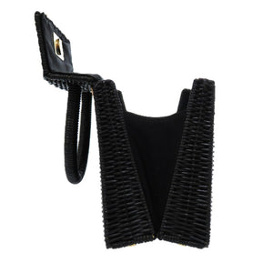 新品同様 サルヴァトーレフェラガモ ガンチーニ MJ-21 6176 ストロー ブラック 1446 黒 ハンドバッグ【中古】Salvatore Ferragamo